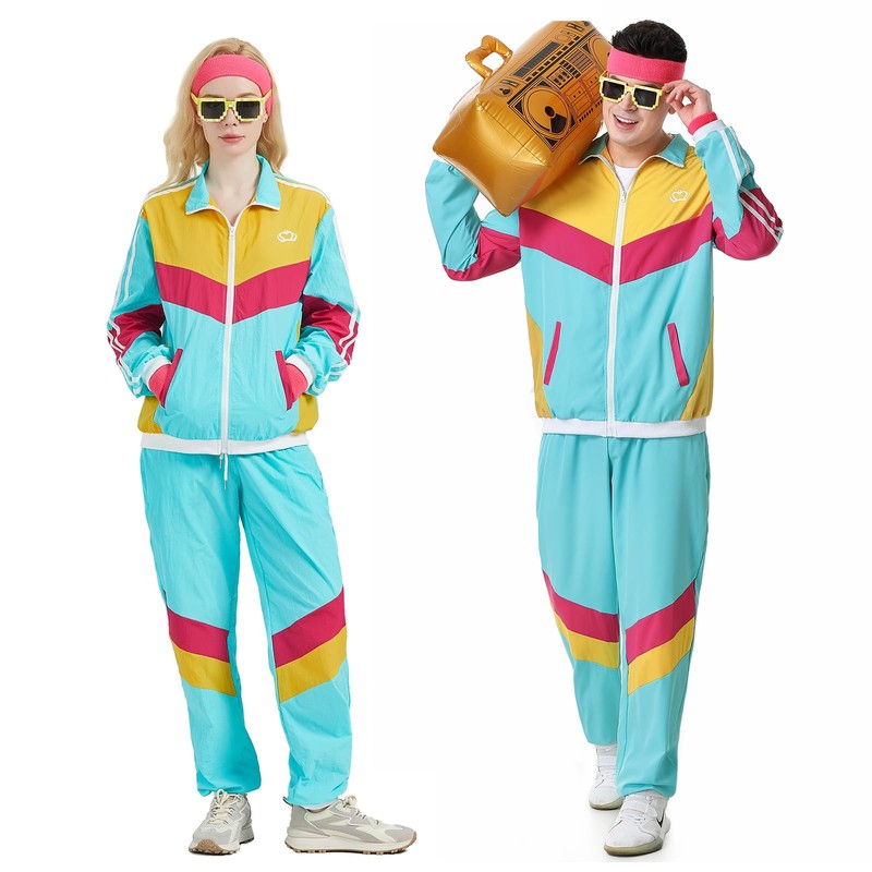 Antbutler 80s Tracksuit for Men Women Retro Windbreaker Set 80s