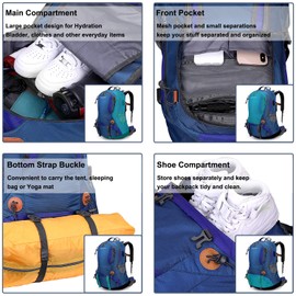 G4Free 50L Hiking Backpack Waterproof Daypack Outdoor Camping Climbing Backpack with Rain Cover for Men Women