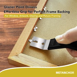 Glazier Point Driver, Push Mate and Glazer's Tool with 120 Glazier Push Points, Glazier Setting Tool for Framing Glass Picture Cross Stitch Old Style Windows (Black)