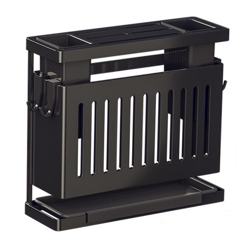 Kitchen Knives Chopstick Rack with Draining Tray Wall Mounted Multifunctional