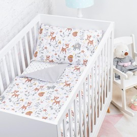 Baby Safe Duvet Cover Cot Newborn 135 x 100 cm Duvet Cover Cot 100% Organic Cotton Oeko-Tex Certified Sheets Single Bed Baby Bedding Set Forest