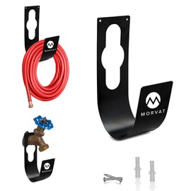 Morvat Premium 100 Ft Hose Hanger with Rust Resistant Metal, Organize Your Garden, Garage & Outdoor Storage Area, Wall Mount Holder or Hang/Hook Over Water Spigot with Included Screws