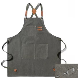 Ofrdncy Canvas Apron - WaterProof, Adjustable, 3 Pockets - Men & Women's Cooking & Gardening Apron