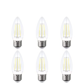 FOCO LED AKSI Filamentos VELA, Equivalente a 25W (330 lm - Lúmenes), Consume 4W (vatios), LUZ CÁLIDA 2700K, E27 - PACK de 6