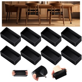 RattanView 8pcs Rubber 2x4 Wood Post End Cap Rectangle Furniture Leg Caps Black Chair Table Leg Covers(1.5" x 3.5"), End Covers for Lumber Fit (1-1/2" x 3-1/2") 2x4, Anti- Scratches and No Noise