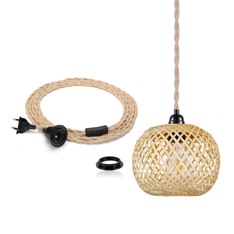 EcoGehen Vintage Pendant Lamp with Plug - Boho Lamp Pendant