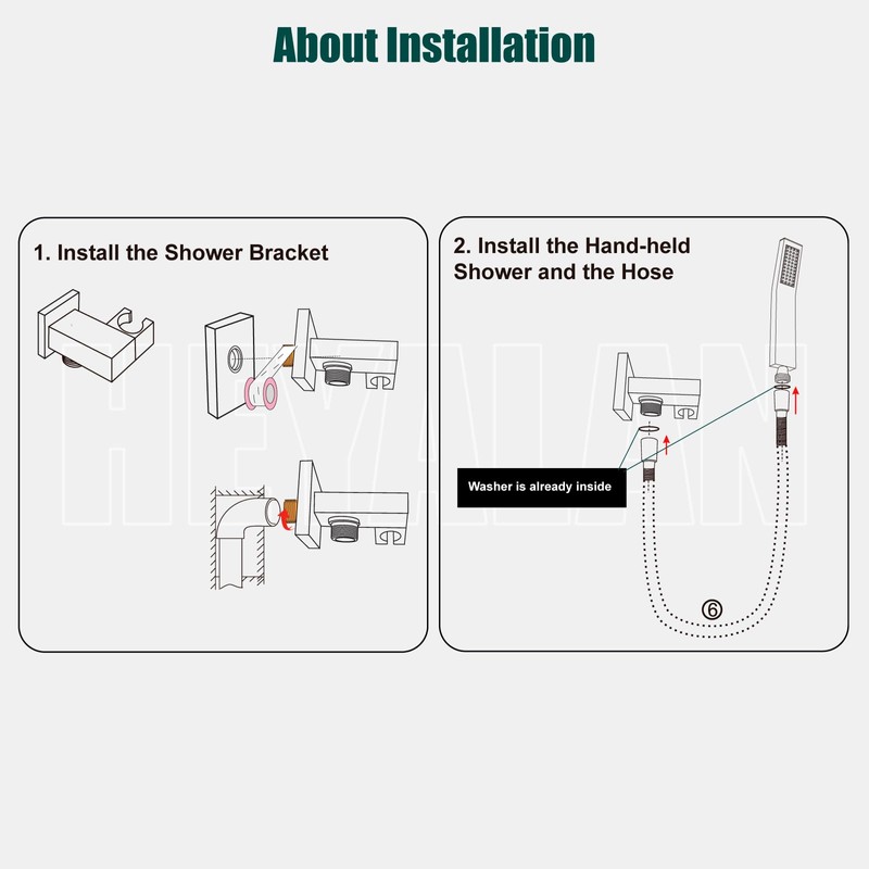 Heyalan SUS304 Stainless Steel Handheld Shower Wand High Pressure Luxury