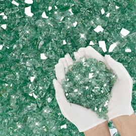 Skyflame 10-Pound Fire Glass for Fireplace Fire Pit and Landscaping, 1/4-Inch Light Green Reflective