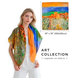 PoeticEHome 100% Cashmere Scarf Wrap - Women Large Soft Square Shawl, Artistic Painting Design | Luxury Gift Box​