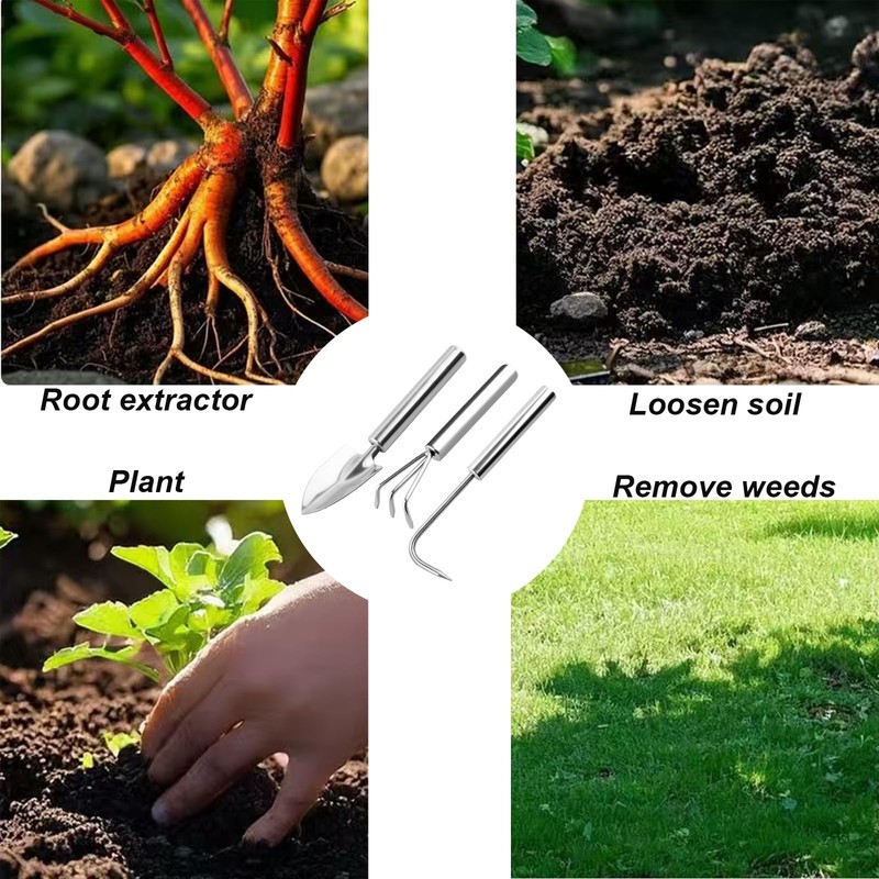 3 Pcs Stainless Steel Mini Garden Tools Set Small Tiny