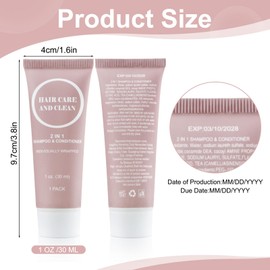 Travel Shampoo & Conditioner, 2 in 1 Shampoo Set Bulk, Small Mini Trial Size Men Women Essential Cleansing Toiletries Amenities for Hotel, Shelter/Homeless/Nursing Home/Charity 1 Fl oz (Pack of 30）