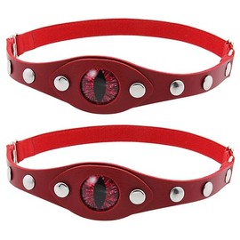 YunPeng Women Evil Eye Leather Garter Adjustable Punk Thigh Garters 2PCs Red+Red