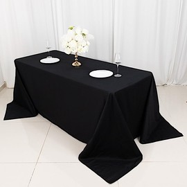 BalsaCircle 90-Inch x 132-Inch Black Premium Rectangular Cotton Wedding Tablecloth Table Linens Wedding Party Events Decorations