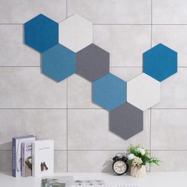 Afumazi 8Pcs (Large) Felt Cork Board Tiles Hexagon Wall Colored Bulletin Board, Adhesive Felt Pin Memo Board for Home School Office (Set D Large)