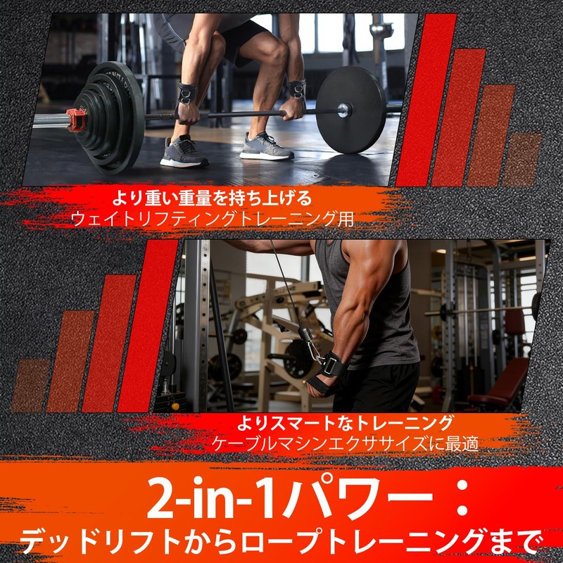 Lifting Straps, 2 in 1 Wrist Straps for Weightlifting, Muscle