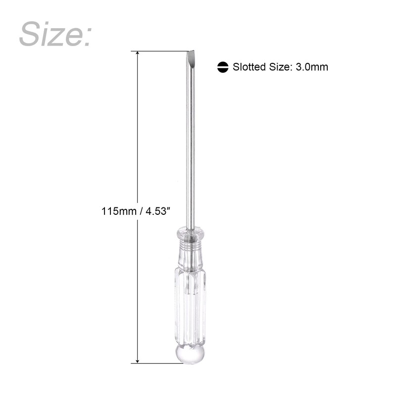 sourcing map Mini Slotted Screwdriver, 3.0mm Flat Head 115mm Length