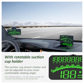 Head Up Display Auto,AMHVMU G10 Car HUD Universal Digital GPS Speedometer mit Geschwindigkeitswarnung Müdigkeitswarnung Kompass Uhr Smart speed tacho mit Saugnapfhalterung für alle Autos