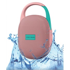 DYNASTY PROAUDIO SB-POD Ultra-Portable Bluetooth Speaker with LED Ambient Lights, IPX7 Waterproof & Dustproof, Blueotooth 5.3, HD Sound, Punch Bass, Integrated Carabiner, Stereo Pairing (Pink)