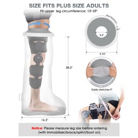 Waterproof Extra Wide Full Leg Cast Cover for Shower after Knee Surgery with Upgrade Non-Slip Bottom, Watertight Cast Protector for Leg Knee Immobilizer/Brace, Bandage Wounds, Walking Boots, Reusable