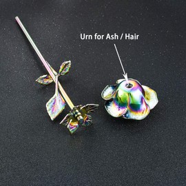 Sunling Stainless Steel Decorative Rose Flower Cremation Urns for Ashes-Human Pet Dog Cat Memorial Keepsake -Funeral Ash Container 1PC 9.5 Inches