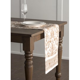Maison d' Hermine Allure 100% Cotton Table Runner Farmhouse Tabletop Cover for Home Kitchen Dining Décor Parties Family Dinners Wedding Thanksgiving/Christmas (37cm x 230cm)