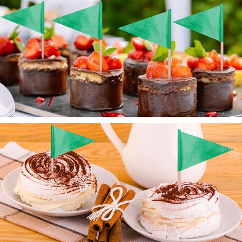 stidsds Solid Green Cupcake Toppers Flags Mini Small Plain Green