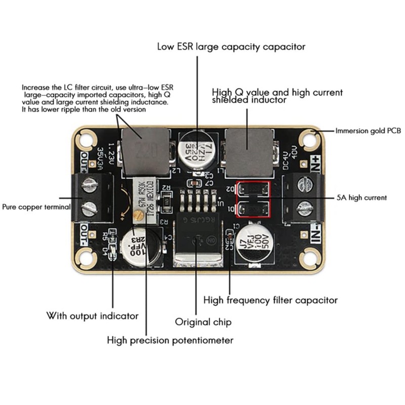 DollaTek DC-DC Adjustable Step-Down Power Supply Module V2.1 ADJ DC