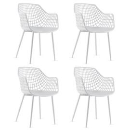 COSTWAY Set Of 4 Modern Dining Chair Ergonomic Reclining Backrest With Curved Surface