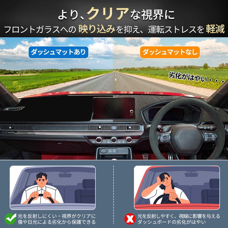 FUELHOOD Compatible with Honda Civic FL5 Dashboard Mat, Dashboard Cover,