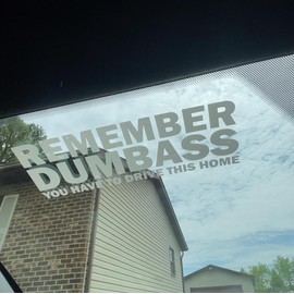 Remember Dumbass You Have To Drive This Home funny car sticker decal:_20"_Blue