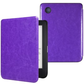DMluna Case for 2024 Kobo Clara Colour/BW/2E, Tolino Shine Colour/Shine 5/4, Auto Sleep/Wake Function, Premium PU Leather, Drop-Proof PC, Hard Shell Protection, Purple