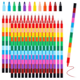 30 Pieces Stackable Crayons Rainbow Crayon, Stacking Buildable Mini Crayons for Kids, Small Crayon Packs Party Favors (12 Colors)
