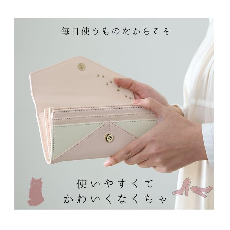 Long Wallet, V-shaped Bijou Letter Plate, Cat, Long Wallet, JW0171.