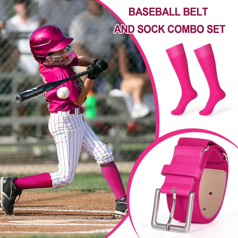 XZQTIVE Baseball Belt and Socks Combo Set Adjustable Softball Belt