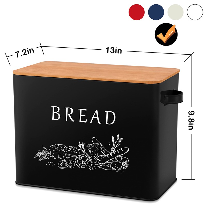 E-far Bread Box for Kitchen Countertop, Metal Bread Storage Container