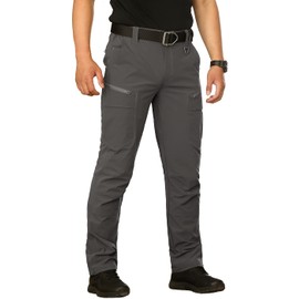 NAVEKULL Men's Lightweight Tactical Pants Quick Dry Work Cargo Pants for Men Hiking Outdoor Pants Summer Fishing Military Trousers with Zipper Pockets Grey
