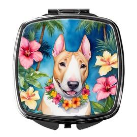 Caroline's Treasures English Bull Terrier Luau Compact Mirror Decorative Travel Makeup Mirror for Women Girls Gifts Pocket Makeup Mirror Folding Handheld