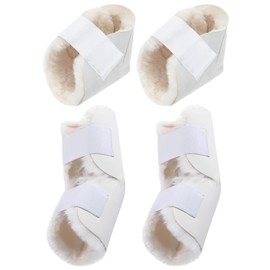 4 Pcs Elbow and Heel Protector Medium Sheepskin Heel Arm Cushions Pads Adjustable Sleeping Elbow Protectors for Elderly Pressure Sore Bed Ulcers Pain Relief