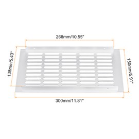 uxcell Air Vents Cover, 1Pcs 300 x 150mm Aluminum Alloy Mesh Air Return Vent Cover, Rectangle Louvered Ventilation Grille for Shoe Cabinet Wardrobe (Silver)