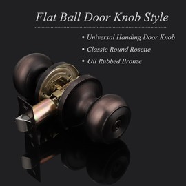 Probrico Colonial Keyed Entry Door Knob Oil Rubbed Bronze Entrance Door Lock, Single Cylinder Keyed Door Lock for Interior Exterior
