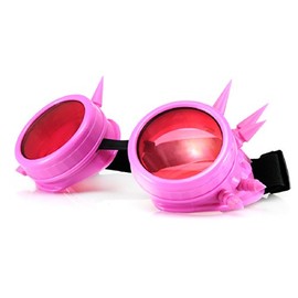 4sold (TM Cyber Goggles Black with Cyber Spikes Steam Punk Rave Goth like Sunglasses Includes FREE set Lense Design Inserts and 3 lenses black. clear and brown (pink)