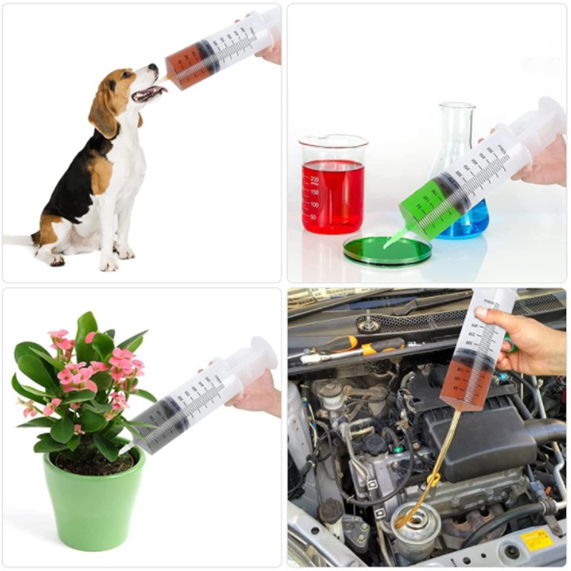 TOUFEIYUAN シリンジ60ml キャップと14Gの鈍い針で、オイルグルーインクシリンジクラフトコーティング業界向け接着剤シーラント潤滑剤実験室科学 (60ML+長い針)