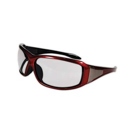 MAGID Anti Fog Safety Glasses with Wraparound Frame - Red Outside Black Inside with Metal-Like Inset and Clear Lens (24 Pair) (Y90RBAFC-24)