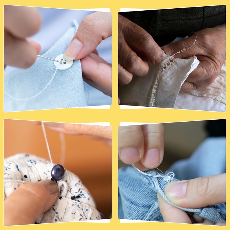 Rnigra Sewing Thread Set, Polyester Thread, White Thread 4PCS with