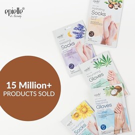 Epielle Máscara hidratante para pies, 6 pares, alivia y suaviza con manteca de karité y aceite de jojoba, calcetines hidratantes profundos para pies s