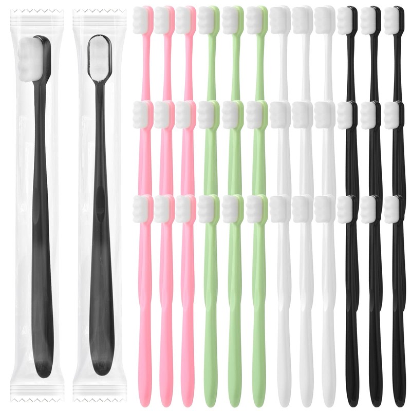 Pinkunn 36 Pcs Soft Bristle Toothbrush Micro Nano Manual Toothbrush