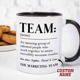Custom Name Best Team Definition Funny Coffee Mugs, Team Gifts for Coworkers, Appreciation Gifts for Employees Colleagues Friends, Thank You Gift For Boss Manager, Funny Gift For Men Women