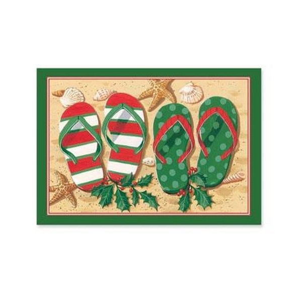 Tropical Holiday Flip Flop Sandals 16 Christmas Boxed Greeting Cards