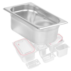Mahlzeit GN Container 1/4 | Height 100 mm | Stainless Steel Catering Container | Gastronorm Container, Gastronorm Container, Heat Container | Suitable for Food Warmers, Chafing Dishes and Bain Maries