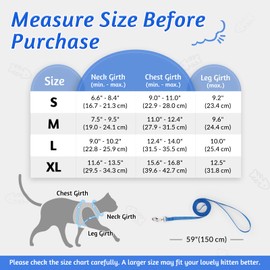 rabbitgoo Cat Harness and Leash Set for Walking Escape Proof, Adjustable Soft Kittens Vest with Reflective Strip for Cats, Comfortable Outdoor Vest, Blue, S